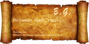 Boleman Györgyi névjegykártya